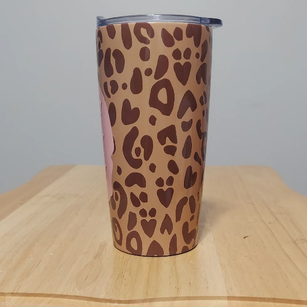 Leopard Print 20oz Tumbler with Pink Howdy Design